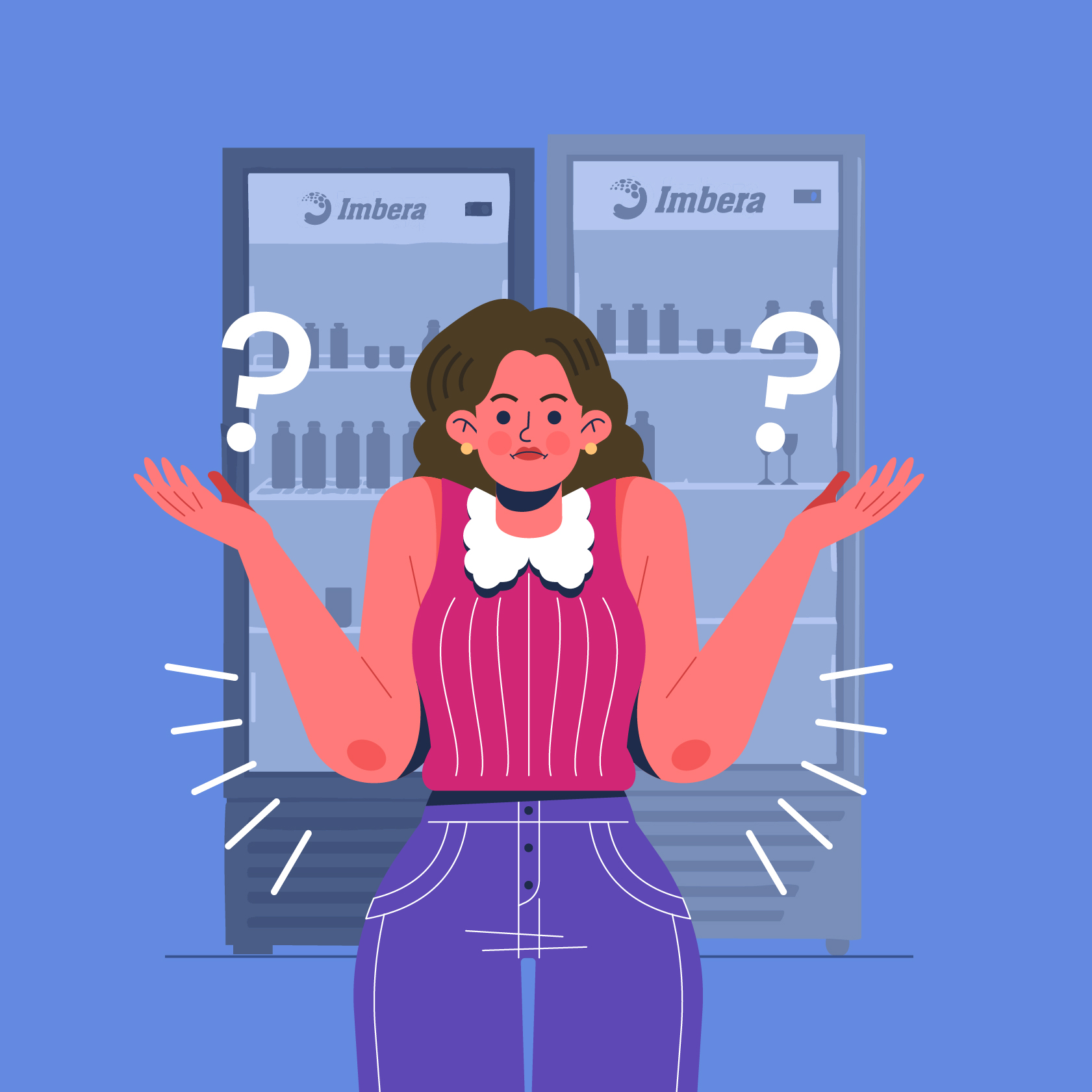 Imagen de cliente con dudas de que refrigerador comprar.