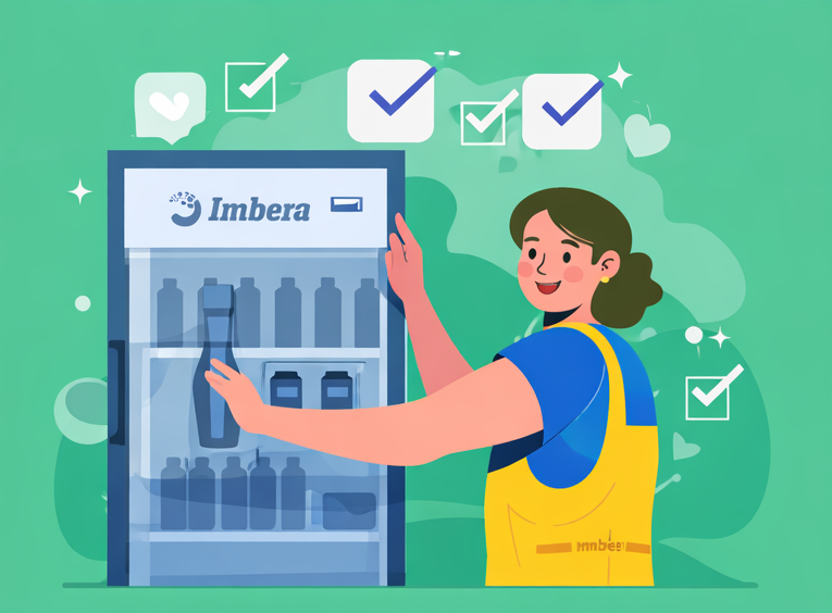 Mujer haciendo checklist de los buenos cuidados de su refrigerador Imbera.